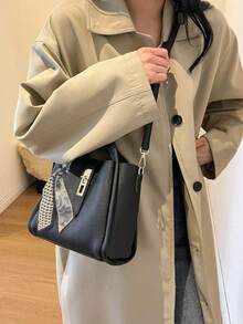 高品质女士手提包，新款时尚手提包，通勤百搭，宽敞的单肩包 - 黑色 - 查看 2