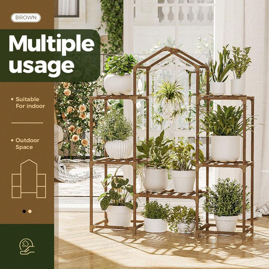 Plant Stand Indoor Hanging Plant Shelf Outdoor Large Plant Rack For Multiple Plants Boho Home Decor Plant Gift For Mom Woman - Brown - View 1