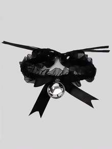 1 chiếc vòng cổ choker phong cách Gothic gợi cảm thời trang dành cho nữ có chuông, vòng cổ nơ ren - Nhiều màu - Xem 4
