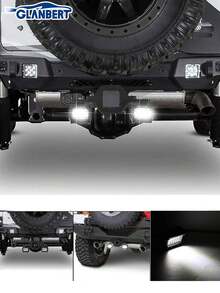 GLANBERT 2pcs 4" Automobile 4-Row LED Lights With Tow Hitch Mounting Bracket 72W For Truck Trailer SUV Pickup, 1 Drag 2 LED Light Bar Wiring Harness Kit 300W