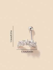 1pc Minimalist Copper Alloy & Cubic Zirconia Snake, Leaf, Crown Shaped Cartilage Earring, Suitable For Women's Daily, Work And Leisure Wear