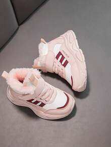 Children's Sports Shoes With Fuzzy Warm Lining, Comfortable And Non Slip Girls' Shoes, Popular In Winter 2025 With Fuzzy Lining For Sports Shoes