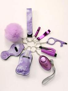 9pcs Women's Self-Defense Keychain Set, Safety Keychain With Personal Alarm, Knife Keychain Accessories, Birthday Gift For Mom, Ladies, Girls, Casual, Halloween, Car Accessories, Bag Decor Halloween Accessories Teachers Day Bag Accessories Lanyards With Id Holder Car Accessories Bag Charms