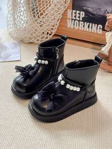 Botas cortas de princesa con decoración de lazo para niñas en otoño/invierno