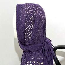 1件装女士新款纯色三角流苏针织围巾，素色针织三角披肩，秋冬季连衣裙搭配 - 駝色 - 查看 18