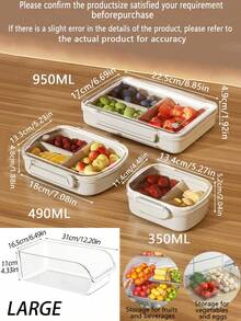 1pc/2pcs Transparent Sealed Food Storage Container With Lid, Compartment Bento Lunch Box, Fridge Storage, Kitchen Organization, Portable Outdoor Thermal Bento Box, Suitable For Home, Office, Picnic, School, Dorm, Festive Gatherings, Holiday Gifts