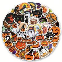 50pcs Halloween Themed Sticker Set, Including Pumpkin, Witch, Bat, Ghost, Spider Web And Other Spooky Designs, Party Stickers Craft Supplies For Scrapbooking, Halloween DIY, Suitable For Laptop, Water Bottle, Phone Case, Guitar - Various Cartoon Halloween - Multicolor - View 2