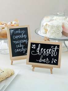 迷你黑板套装带画架 - 复古木制桌面展示架，适用于餐厅、婚礼、小型企业和咖啡馆 - 黑色磁性表面搭配浅色木框，非常适合食品标签和留言板，桌面黑板。 - 黃色 - 查看 2