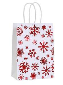 8/25 piezas Bolsas de regalo de papel kraft con estampado de lámina roja, Envoltura de regalo navideño, Bolsas de fiesta navideña, Embalaje de regalo navideño, Bolsas de tela navideñas