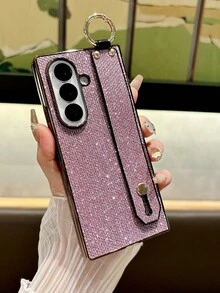 Glitter Wristband Ring Holder, Fashionable & Elegant, Popular With Invisible Stand, Foldable Phone Case Compatible With Samsung Galaxy Z Fold 7, Galaxy Z Fold 6, Galaxy Z Fold 5, Phone Protective Cover, Smartphone Case, Pink, Blue, Champagne - Multicolor - View 21