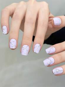 10pcs Short Nails Coffin Nails Dissolved Silver Matte Purple Nails Handmade Nails For Daily And Holiday Wear, Reusable Press On Nails, Holiday Nails Pieces For Women And Girls To Wear Back To School, Press On Nails