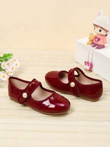 Giày đế bằng thời trang Hàn Quốc cho bé gái, mùa thu/đông - Màu Đỏ Sâu - Xem 4
