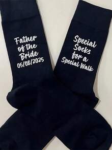 Personalized Custom Black Socks Special Socks For A Special Walk Socks Groom To Be Wedding Day Engagement Decoration Bachelor Party Bach Weekend Dad Gift Present,School Supplies,Back To School - Multicolor - View 4