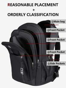 Sac à dos en nylon à compartiments multiples avec imprimé lettres pour hommes, peut contenir un ordinateur portable professionnel de 15,6 pouces, sac scolaire léger à plusieurs poches, grand sac de voyage, sac de jour pratique pour les navettes, sac multifonction pour les livres, convient aux étudiants, collège, lycée, voyages d'affaires, vacances, trajets quotidiens, sports de plein air, cadeaux d'anniversaire, cadeaux de Noël, Mochilas