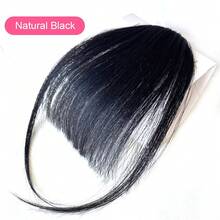 Human Hair Air Bangs With Sideburns Natural Black Color Bangs Clip In Hair Extension Beginner Friendly Real Easy To Wear Clip On Fringe Bangs With Nice Net