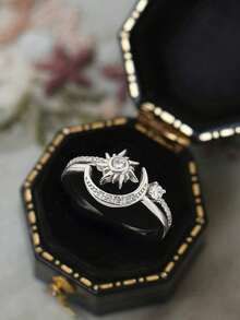 1枚梨形立方氧化锆华丽戒指女士珠宝S925纯银镀白金精美首饰日常佩戴礼品