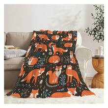 Cute Fox Blanket Funny Animal Fox With Flower Decor Throw Blanket Fox Gifts For Super Warm Soft Plush Lightweight  Flannel Blanket Winter Couch Bedding Blanket For Women Premium Weighted Blanket - Embossed Wolf Pack Design On Bamboo- Blend, Soothing Warmth For Reading Nooks & Anxiety Relief