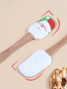 6 Stücke Festliche Weihnachtsthemen Holzgriff Silikon Spatel - Cartoon Weihnachtsmann, Schneemann, Schneeflocken, Lebkuchenmann Muster, zum Backen, Kochen & Feiertags-Feiern (Geburtstag, Valentinstag, Erntedank, Weihnachten)