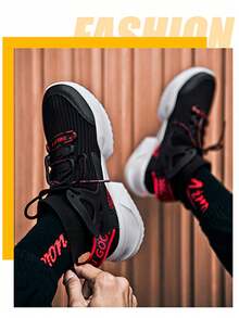 2024春夏透气袜鞋男女款休闲运动鞋轻便跑步鞋男士减震鞋 - 紅色 - 查看 17