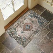 1 pieza Felpudo de interior lavable, Felpudo de estilo bohemio vintage, Alfombra de entrada, Alfombra de puerta para cocina, hogar, patio y baño, Decoración navideña de invierno para el hogar