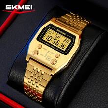 SKMEI 2560 Men Digital Stainless Steel Electronic Watch Week Date Luminous Countdown Square Dial Alarm Led Display Clock For Man - Một cỡ - Xem 12
