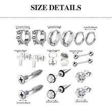 9 Pairs Of Punk Retro Style Stainless Steel Earring Sets, With Multiple Styles To Choose From, Suitable For Daily Or Party Use, And Can Be Given As Gifts To Friends And Family