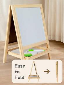 Kids Drawing Board With Double-Sided Blackboard And Whiteboard, Wooden Board With Magnetic Letters & Numbers - Educational Drawing & Learning Board For Toddlers & Children