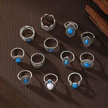 Bộ 12 chiếc nhẫn đính đá quý hình vương miện dành cho nữ, trang sức cổ điển, thích hợp làm quà tặng, bạn bè, tiệc tùng, phối đồ hàng ngày - Màu Bạc Cổ - Xem 5