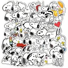 SNOOPY 64片史努比卡通小狗童年回忆治愈系收藏水杯DIY贴纸，完美的男孩女孩贴纸玩具礼物（款式随机） - 彩色 - 查看 3