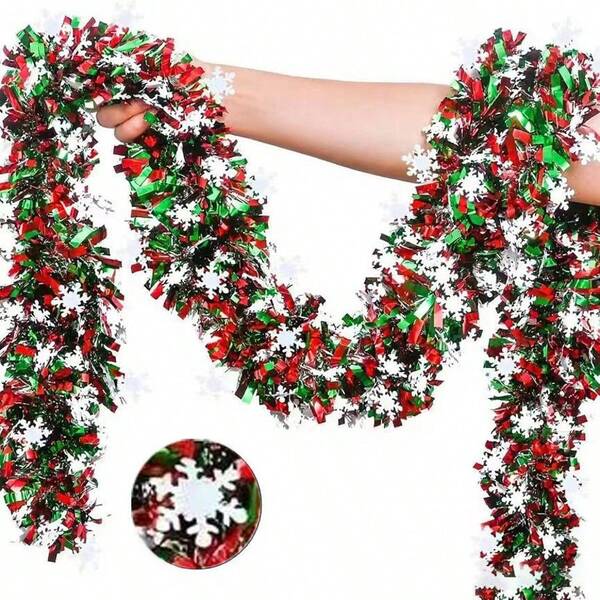 Hot Selling Christmas Decorative Woolen Strips, New Christmas Color Strips With White Snowflakes And Christmas Tree Ribbons, Suitable For Birthday Parties, Bachelor Parties, And National Day, Etc Home Decor Christmas Decorations Room Decor