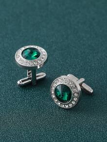 新款欧美风格水钻圆形袖扣，适合婚礼、音乐节、派对、订婚、日常穿着、礼物、生日 - 鑲鑽袖扣 - 查看 6