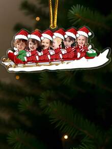 1PC Personalized Family Christmas Ornaments Custom Photo Sleigh Ornaments Unique Keepsake Decorations Highlight Special Family Bonds And Holiday Memories Lightweight Easy To Hang Versatile Design Perfect For Christmas Tree Home Nursery Baby Shower Party Celebration Gift, Multi-Functional, Ideal Gifts For Him, Tea Room, Home, Garden, Office,Fall Decor