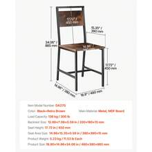 Dining Chairs Set Of 2, Wooden Table Chairs With Metal Frame And Backrest, Easy To Assemble Leather Side Chair, Modern Farmhouse Walnut Chair For Kitchen Living Room, Rustic Brown And Black - Sắt 2 miếng màu nâu - Xem 7