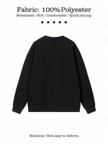 男士定制加厚圆领卫衣，可印制您自己的照片/标志，是送给情侣、家人、宠物或冬季礼物的完美之选。 - 黑色 - 查看 3