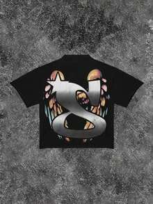 Double Sided Printed (220 Pure Cotton T-Shirt) With Letters' SAINTS' And Portrait Double-Sided Printed Men's Summer Round Neck Short Sleeved Casual Pure Cotton Print