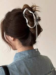 1pc Oversized Metal Hair Clip, Fashion Hair Accessory, Suitable For Women's Vacation/Beach Outfit In Summer And Autumn/Winter - Gold - View 13