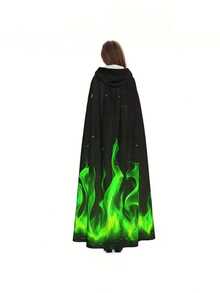 1 件狂欢节万圣节连帽斗篷死亡女巫网长斗篷舞会派对礼服 - 黑色 - 查看 9