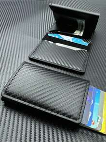 1pc Unisex Anti-Theft Anti-Demagnetization Carbon Fiber RFID Aluminum Alloy Card Holder, Suitable For Gifts And Daily Use - Multicolor - View 8