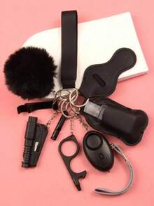 9pcs Women's Self-Defense Keychain Set, Safety Keychain With Personal Alarm, Knife Keychain Accessories, Birthday Gift For Mom, Ladies, Girls, Casual, Halloween, Car Accessories, Bag Decor Halloween Accessories Teachers Day Bag Accessories Lanyards With Id Holder Car Accessories Bag Charms