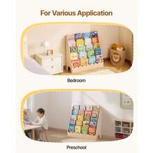 Montessori Bookshelf, 5-Tier Scalloped Kids Bookshelf, Front Facing Toddler Bookcase, Dual Hooks For Hanging Backpacks, Baby Bookshelf For Kids Room, Living Room, Entryway, Nursury, Preschool - Shelf Wooden 31-40inch Light Brown - View 7