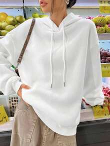 Winter Clothes For WomenCasual Simple Leopard Print Bow Sweatshirt, White Long Sleeve Oversized Hoodie For Women, Thick Plush For Fall/Winter,Long Sleeve Tops Autumn And WinterLoose And Comfortablesudaderas De Mujer - 黑色 - 查看 8