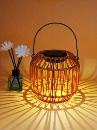 1 Stück Solar Rattan Laterne, LED Garten Dekorative Beleuchtung, Nachtlicht, Stimmungslicht, Automatikschalter Design, langanhaltend und wetterfest, geeignet für Hof, Garten, Camping, Party Szenen, Halloween, Weihnachtsbeleuchtung