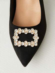 水钻装饰仿麂皮粗跟浅口鞋 情人节 圣诞节 冬季圣诞礼物