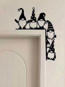1pc Iron Santa Gnomes Door Corner Decor - Black Door Mount No-Face Santa Claus Hanging Sign, Multipurpose Decorative Plaque For Christmas And Thanksgiving, Festivals Decor, Room Decor, Home Decor, Offices Decor, Theme Party Decor, Christmas Decor Christmas Decorations Winter Christmas Decorations Home Christmas Gifts Christmas Decor - Multicolor - View 4