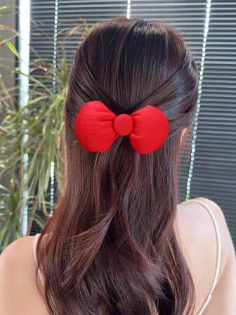 2 st vadderade söta röda rosetthårspännen, söt tjejstil lugg och hårspännen i sidorna, mångsidiga håraccessoarer, avslappnad och elegant, legeringsmaterial, lämplig för alla årstider, höstmode, hårspännen klor, höst, hårklor, hårspänne, hårspännen, vinteroutfit för kvinnor, rosetter, juloutfit för kvinnor, nyårsglamour