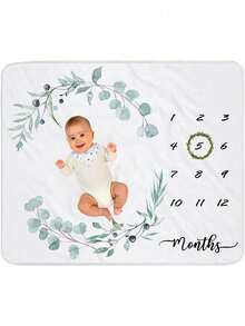 1 pièce Couverture de jalons mensuels pour garçon et fille - Premium extra douce pour la baby shower - Décoration de chambre d'enfant nouveau-né - Capturer la croissance - Avec cadres - Multicolore - Voir 13