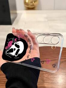 1 pieza Funda de teléfono suave y protectora con diseño de calavera, corazón y bruja compatible con iPhone, Honor, Redmi, Galaxy