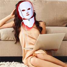 7-Color LED Facial Mask, Neck Beauty Care, No Odor, Suitable For Family And Salon, Perfect Holiday Gift For Girlfriend And Mother(White) - 美規A型插(110-127V) - 查看 2