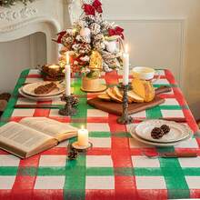 1pc Christmas Plaid Tablecloth, Red And Green Contrast Vintage American Style Dining Table, Coffee Table Cloth, Christmas Decor Background, Suitable For Christmas And Daily Decoration - Multicolor - View 5