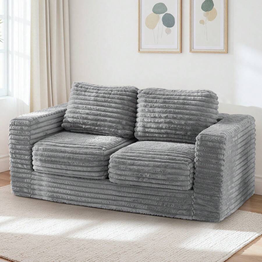 MAXYOYO Bean Bag Chair, Bean Bag Sofa With Pillows And Armrests, Floor Sofa, Reading Chair, High-Elastic Lazy Sofa, Suitable For Bedroom And Living Room, No Assembly Required Love Sofa - Grey - View 1